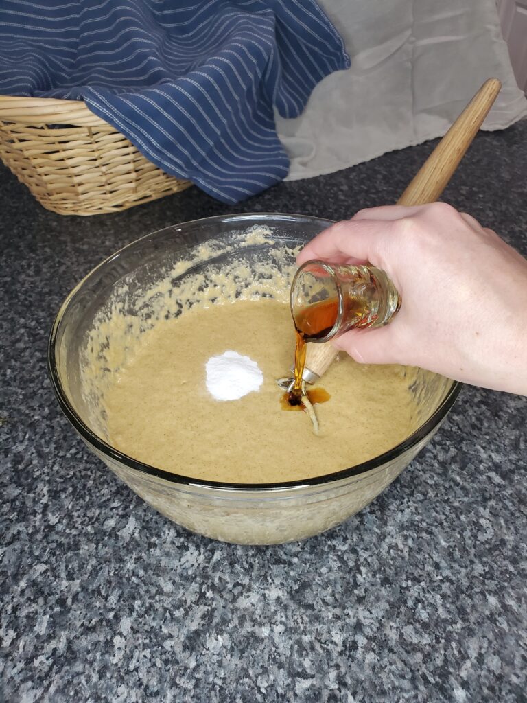 Adding baking soda and vanilla to sourdough waffle batter